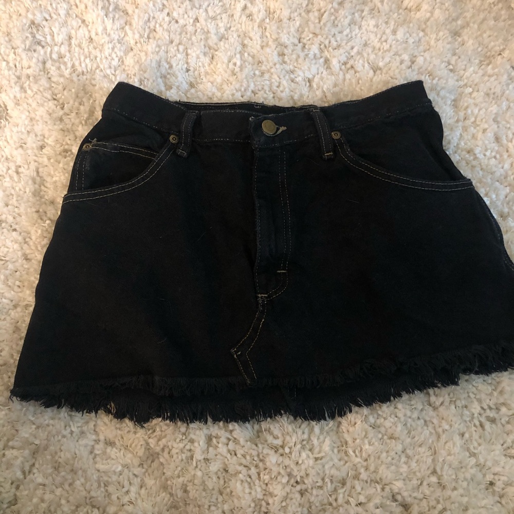 vintage black denim mini skirt